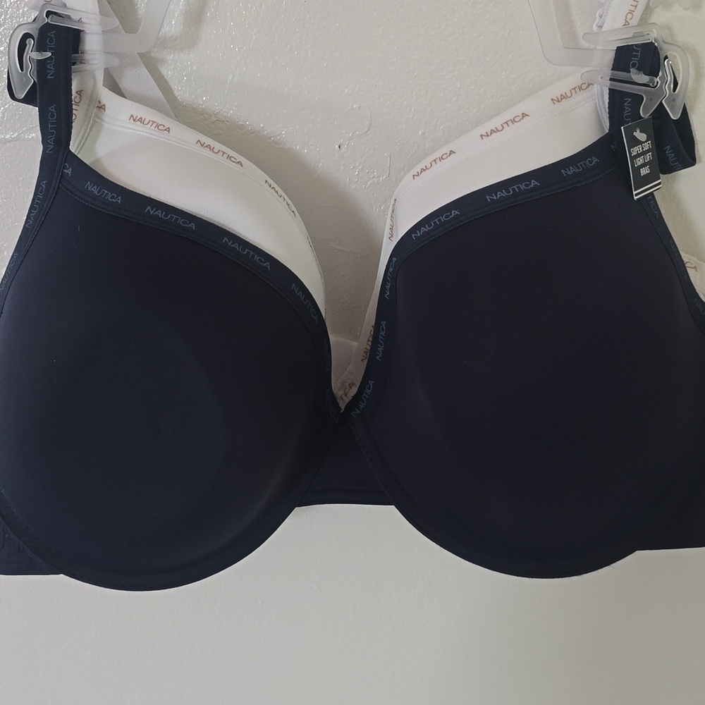 Nautica Navy White 40DD Smooth Molded Underwire Bra 2 Pack NWT - Picture 7 of 7